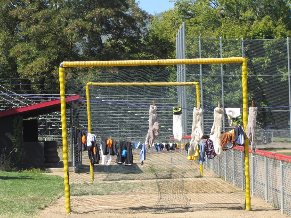 Soccer goalpost in World Cup stadium